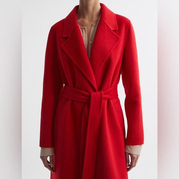 Reiss Emile Coral Wool Belted Coat | NWT | Size 8 US - Picture 5 of 7
